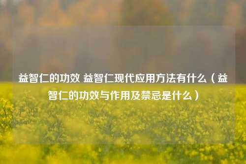 益智仁的功效 益智仁现代应用方法有什么（益智仁的功效与作用及禁忌是什么）