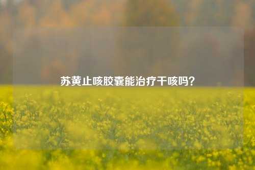 苏黄止咳胶囊能治疗干咳吗?