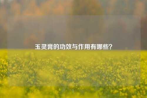 玉灵膏的功效与作用有哪些？